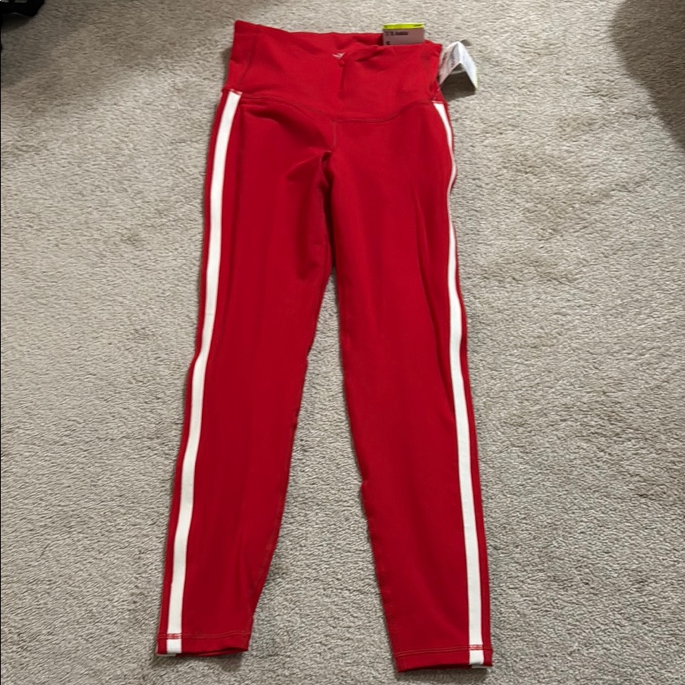 Old Navy Red Leggings with White Stripes